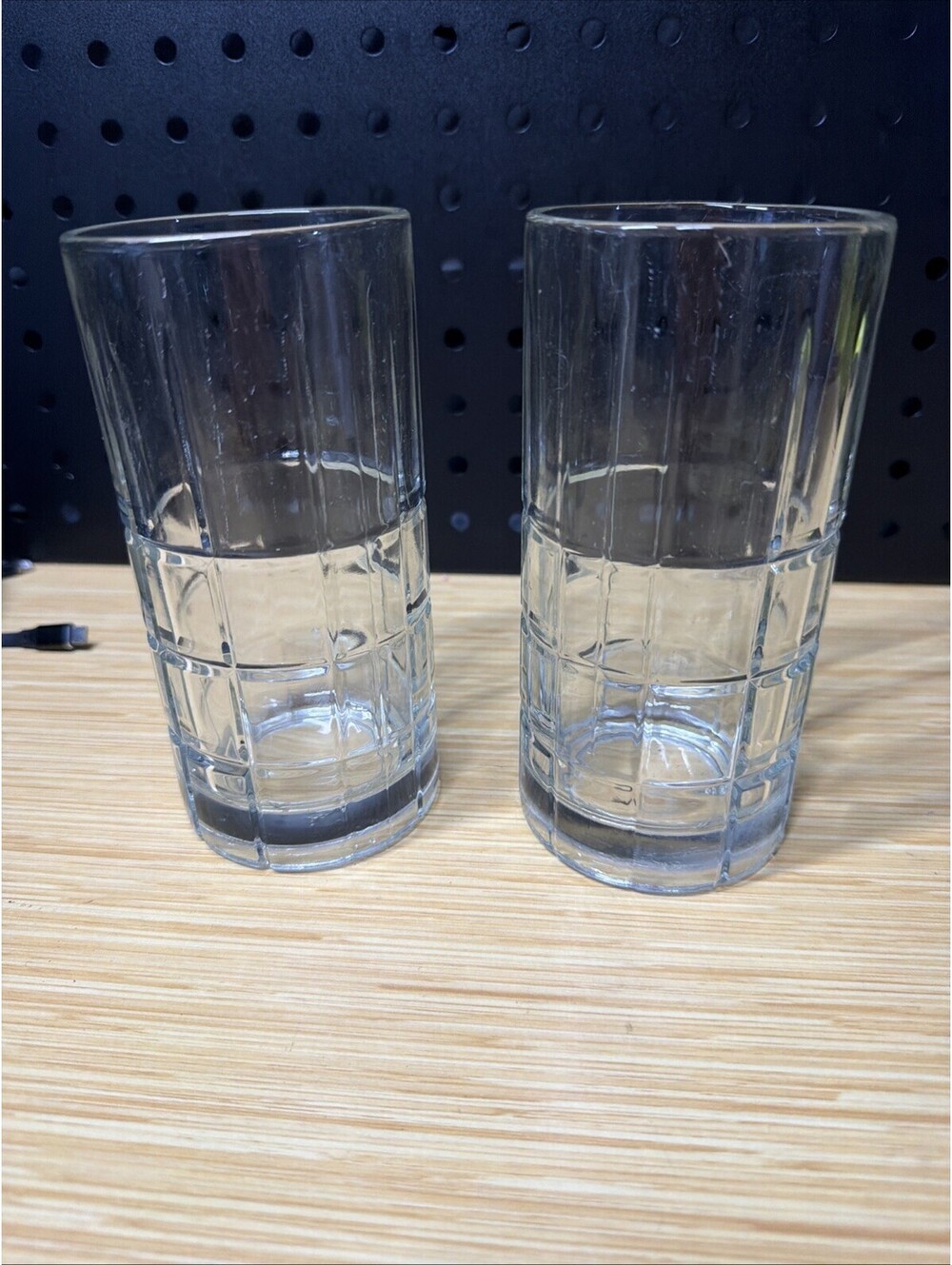 2 Anchor Hocking Manchester Tartan Iced Tea Clear Glass Tumbler 16 oz Vtg Heavy